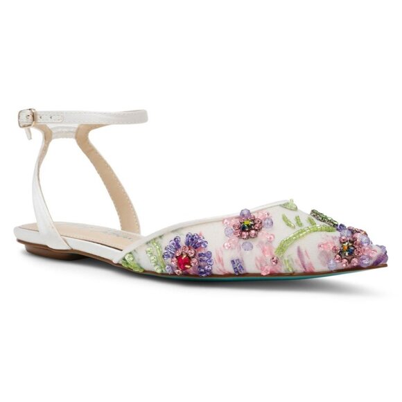 Betsey Johnson Women's Garbo Jeweled Mesh Flats - Picture 1 of 4